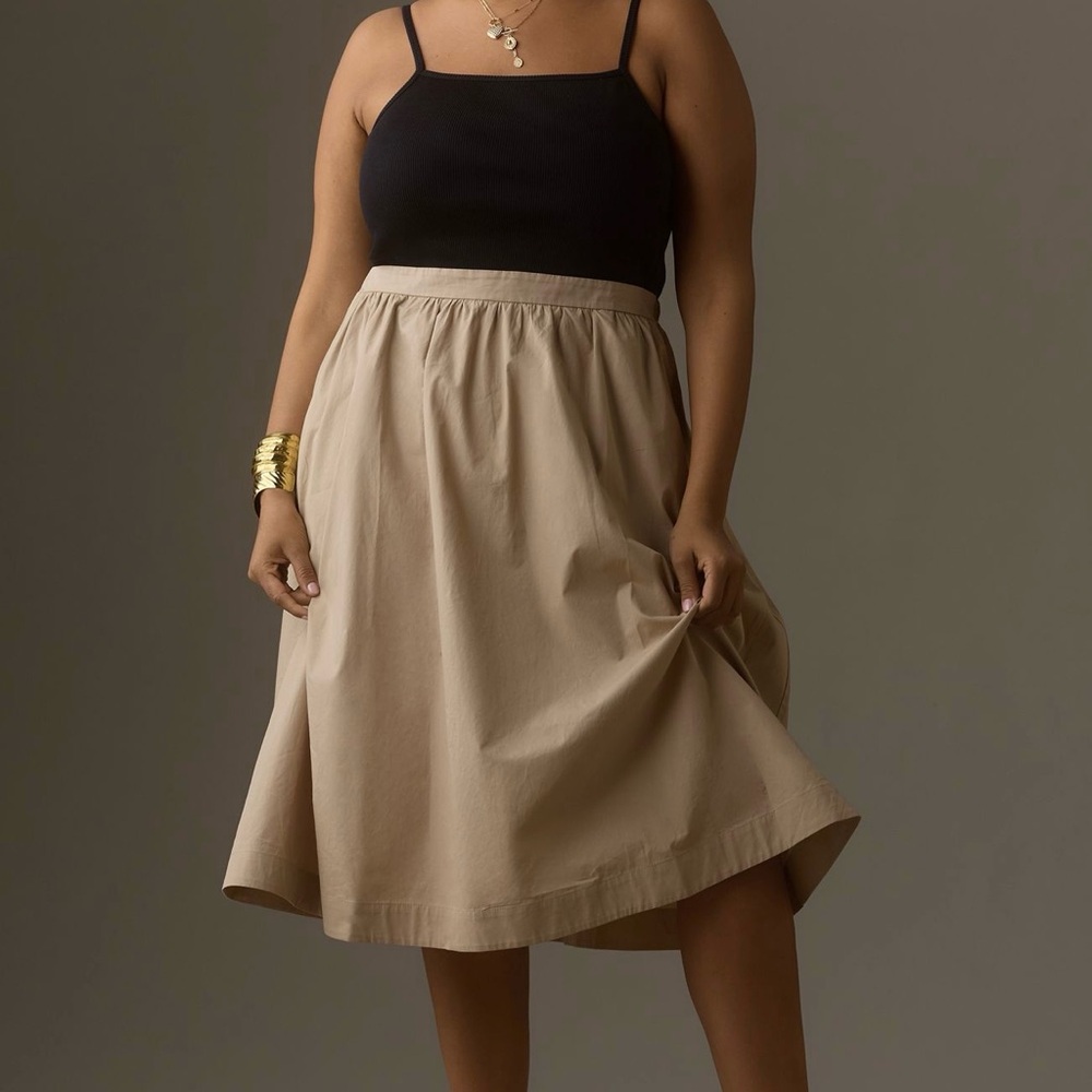 Anthropologie Tan A-Line Skirt
